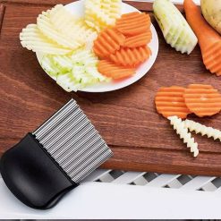JWDX Crinkle Chopper, 2Pc Wavy Potato Soap Cutting Tool French Fry Slicer Stainless Steel Blade Wooden Handle Serrator Chopping Knife Z1-C 11 V1189 LWWAL 20260325 02089 202603290420 05