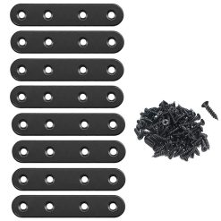 304 Stainless Steel Black Flat Repair Brackets with Screws 8Pcs
