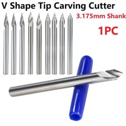 Engraving Bit 3.175Mm Shank V Shape Carving Bits 20-60 Degrees Carbide Cnc Router Bit Tipped 0.1Mm 0.2Mm 0.3Mm Milling Cutter 30Dx0.3 Smile Home 45Dx0.2