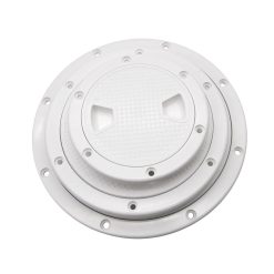 Alternative view of White round ABS marine inspection hatch with detachable cover