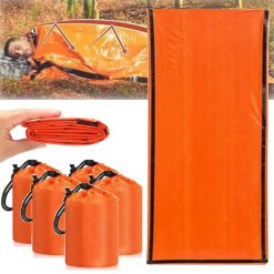 Emergency Sleeping Bag, Waterproof Emergency Sleeping Bags for Survival, 84X36in Sleeping Bag ,Pocket Size Survival Blanket, 3/4/5 PCS Thermal Bivy Sack for Outdoor Camping, Hiking 5PCS