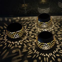 Alternative view of Solar Lantern Outdoor Waterproof, Solar Table Lights LED Metal Tabletop Light Solar Powered Decorative Lighting Lanterns for Desk Bedroom Patio Garden Yard,Flickering Flame Light round Pot Black
