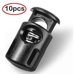 10Pcs Plastic Spring Cord Locks,Plastic Cord Locks Single Hole Spring Toggle Stopper Cord Stops,Cord Lock for Drawstring, Paracord Toggle Stopper Clasp,Shoelaces, Drawstrings, Paracord, Bags,Black Z_Black-2PCS