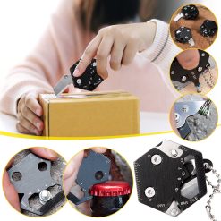 Alternative view of CCMAOLU Hexagonal Multitool Keychain,Portable Pocket Tool with Folding Cutter,Screwdriver Set,Bottle Opener for Outdoor Hiking,Camping,Emergency Seat Belt Cutter,Small Fashion Keychain Tool