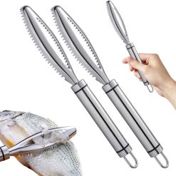 Fish Scales Scraping Tool, 2024 New Multifunction Stainless Steel Fish Scale Remover Fish Cleaning Kit, Premium Fish Descaler Sawtooth Fish Scaler Remover Kitchen Tool for Home 2PC