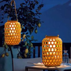 Alternative view of Solar hanging lantern, hollowed-out metal design