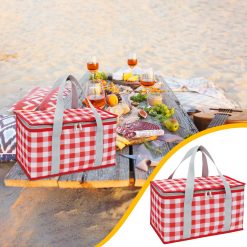 Alternative view of Large Picnic Basket Thermal Insulated Travel Bag Red
