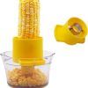 2-in-1 Corn Stripper and Peeler Tool with Bowl, Quick & Safe Corn Kernel Cutter for Shucking Corn on Cob, Comes with Non-Slip Safety Handle (Yellow)