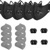 4 Pack Unisex Adjustable Reusable Washable Dust Protect Mouth Cover with 8Carbon Filters and 8 Breathing Valves for Bicycle Running Riding Cycling Outdoor Sport Black