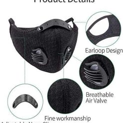 Alternative view of 4 Pack Unisex Adjustable Reusable Washable Dust Protect Mouth Cover with 8Carbon Filters and 8 Breathing Valves for Bicycle Running Riding Cycling Outdoor Sport Black
