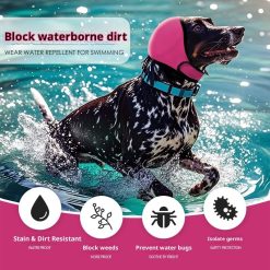 Alternative view of Dog Ear Muffs & No Shake Ear Wrap for Hematoma, Bathing, Drying,Swim& Noise Anxiety Relief - Elastic Waterproof Ear Protector with Calming Hoodie Design  (rose pink, M)