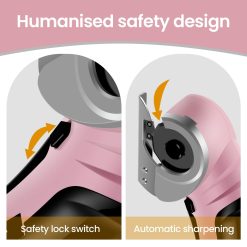 Alternative view of Cordless Electric Scissors, Cardboard Cutter with Safety Lock Electric Mini Cutter Power Rotary Scissors for Leather Felt Rug Box with Storage Box Pink