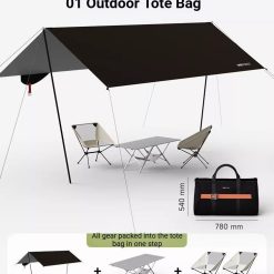 black Canopy Version-Canopy+Folding Table+2 Moon Chairs