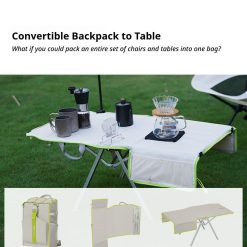 V1221 GREEN 4 PIECE SET BAG ALUMINUM TABLE FRAME 2 MOON CHAIRS 03
