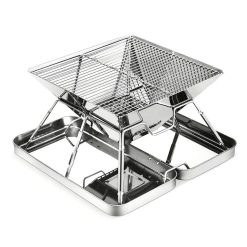 304 Stainless Steel Portable Folding BBQ Grill with Storage Tray for Outdoor Camping Picnics Beach and Backyard