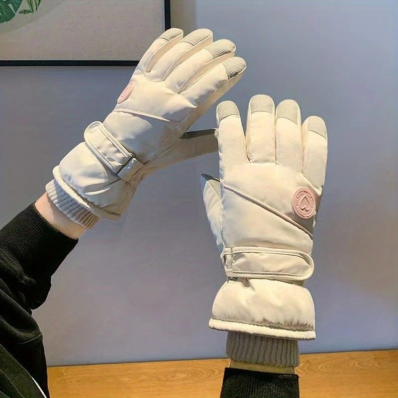 Women's Winter Gloves Windproof Touchscreen Beige 5 Women's Winter Gloves Windproof Touchscreen Beige - Image 5
