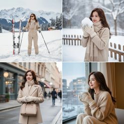 Women's Winter Gloves Windproof Touchscreen Beige 23 V1232 HYST003 10