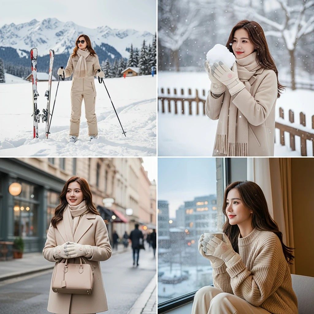 Women's Winter Gloves Windproof Touchscreen Beige 11 Women's Winter Gloves Windproof Touchscreen Beige - Image 11