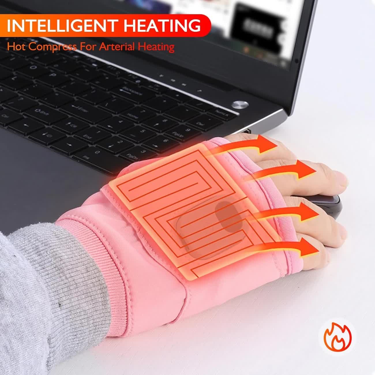 BLACK USB Electric Heating Fingerless Gloves 2 BLACK USB Electric Heating Fingerless Gloves - Image 2
