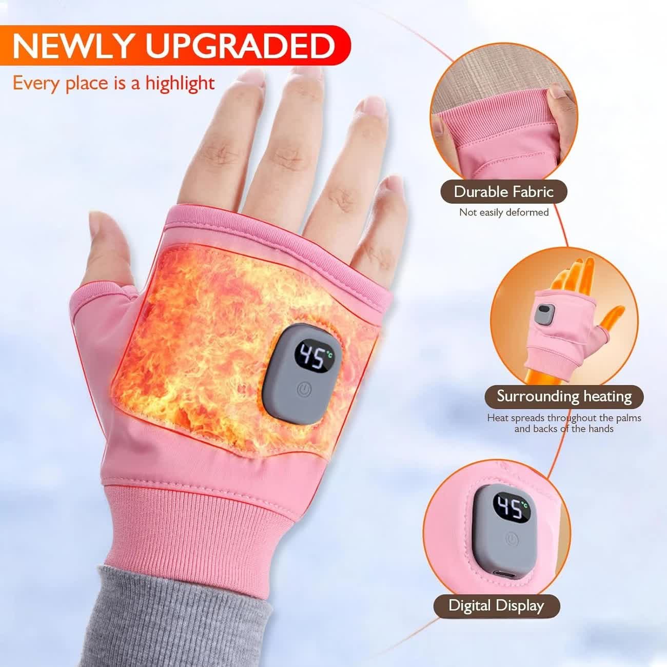 BLACK USB Electric Heating Fingerless Gloves 5 BLACK USB Electric Heating Fingerless Gloves - Image 5
