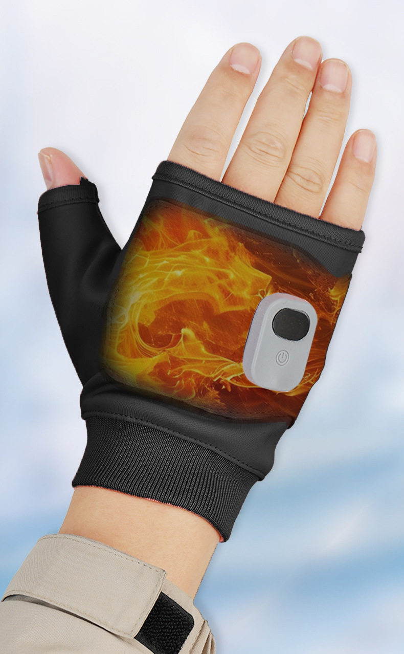 BLACK USB Electric Heating Fingerless Gloves 8 BLACK USB Electric Heating Fingerless Gloves - Image 8
