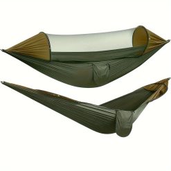 Sun-Protection Outdoor Hammock｜2-in-1 Detachable Mosquito Net, Portable Camping Essential.pitch green