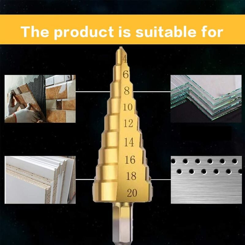 Step Drills Double Groove Countersink Drill High Speed Steel Cone Drill for Steel Wood, Plastic, Brass, Aluminum 3 pcs 4 Step Drills Double Groove Countersink Drill High Speed Steel Cone Drill for Steel Wood, Plastic, Brass, Aluminum 3 pcs - Image 4
