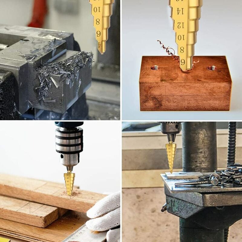 Step Drills Double Groove Countersink Drill High Speed Steel Cone Drill for Steel Wood, Plastic, Brass, Aluminum 3 pcs 5 Step Drills Double Groove Countersink Drill High Speed Steel Cone Drill for Steel Wood, Plastic, Brass, Aluminum 3 pcs - Image 5