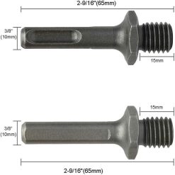 Alternative view of M14 external thread to SDS Plus internal thread and internal triangle adapter for drill grinder, from DEBUNS