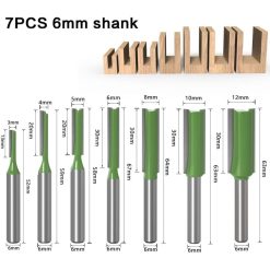 Alternative view of 6mm Straight Router Bit Set, 7 Pieces Woodworking Carbide Straight Groove Router Bits for Wood, Compatible with Bosch, Makita