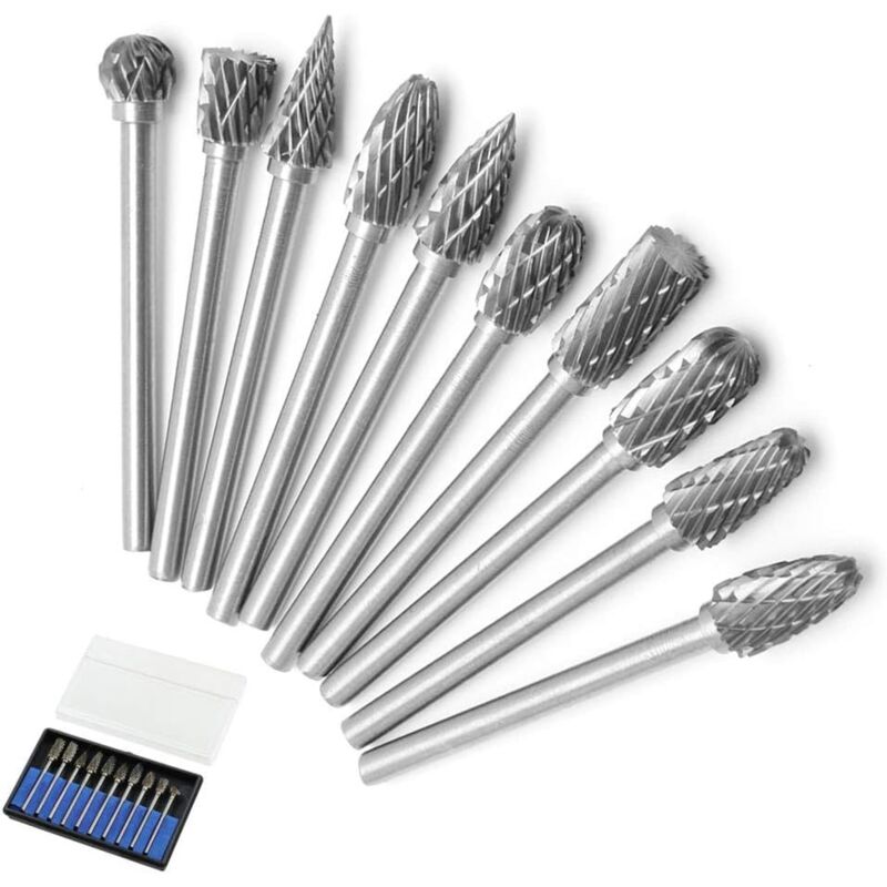 10pcs Double Cut Tungsten Steel Rotary Files with 3mm Shank, Twist Drill Bits for Dremel Rotary Tools 1 10pcs Double Cut Tungsten Steel Rotary Files with 3mm Shank, Twist Drill Bits for Dremel Rotary Tools