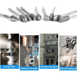 Alternative view of 10pcs Double Cut Tungsten Steel Rotary Files with 3mm Shank, Twist Drill Bits for Dremel Rotary Tools