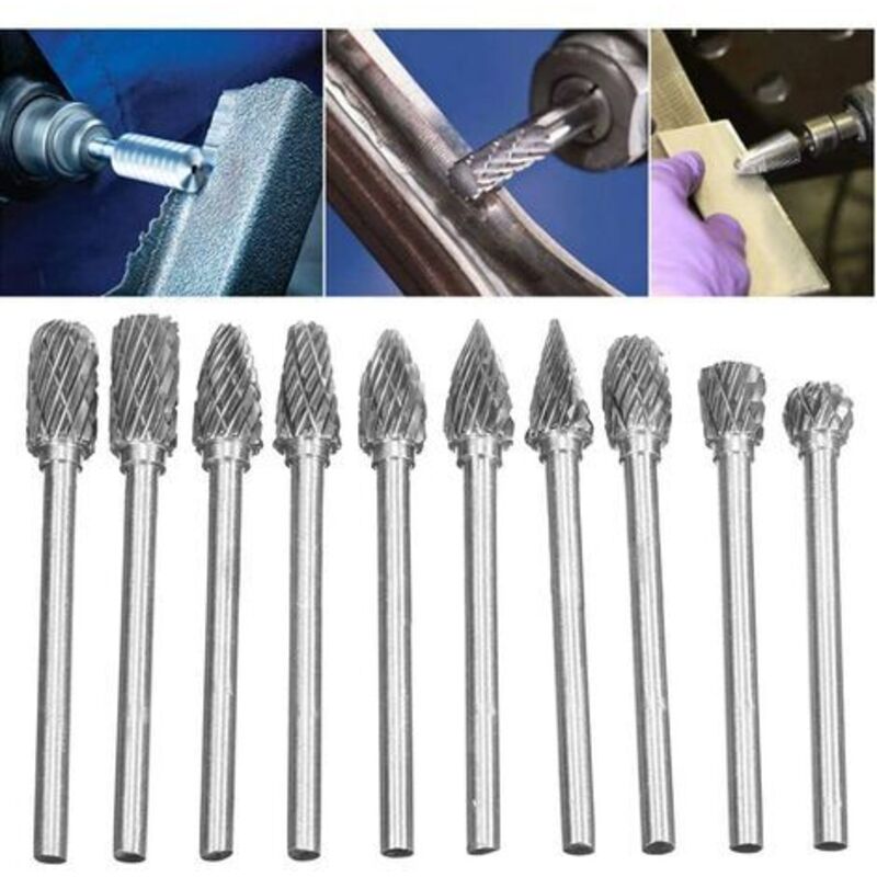 10pcs Double Cut Tungsten Steel Rotary Files with 3mm Shank, Twist Drill Bits for Dremel Rotary Tools 4 10pcs Double Cut Tungsten Steel Rotary Files with 3mm Shank, Twist Drill Bits for Dremel Rotary Tools - Image 4