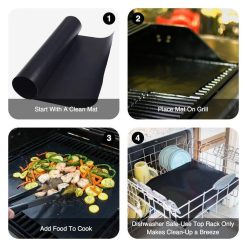 6-Pack Non Stick Grill Mat Oven Mat Baking Mat, 40x33cm, Black 9 V1237 ZY 506 0072 02