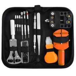 Alternative view of 13-piece watch repair tool kit with case opener