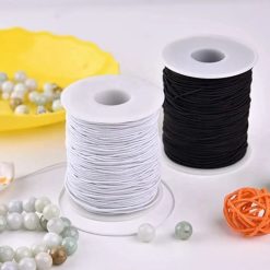 Black Nylon-Coated Elastic Thread, 0.6mm x 50m