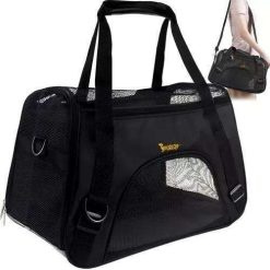 Pet Carrier Transport Bag, Black - Safe and Comfortable for Pets
