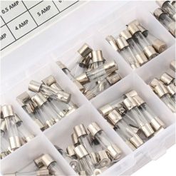 100 Pack Glass Fuse Assortment in Box, 5 x 20mm 0.2A to 20A 6 V1237 ZY 522 0097 02 1