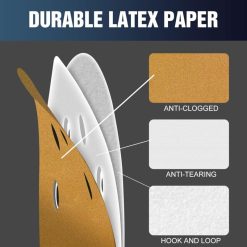Alternative view of 100 Pack Sanding Discs Grit 80 Sandpaper for Eccentric Sander, 125mm 5in