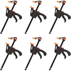 6 Pack F Shaped Clamps, Clamp with Tightening, Hand Tools for Carpentry, Wooden Door, 4inch