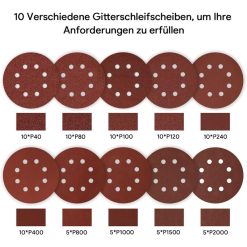 Alternative view of 80 Pieces Sanding Discs for Eccentric Sander P40 to P2000 8 Hole, 125mm