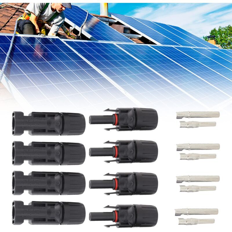 Solar Connector, mc4 Connector, PV Connector, Solar Photovoltaic Connector, Male Female Solar Panel Cable Connectors, Waterproof Seal, 4 Pairs 1 Solar Connector, mc4 Connector, PV Connector, Solar Photovoltaic Connector, Male Female Solar Panel Cable Connectors, Waterproof Seal, 4 Pairs