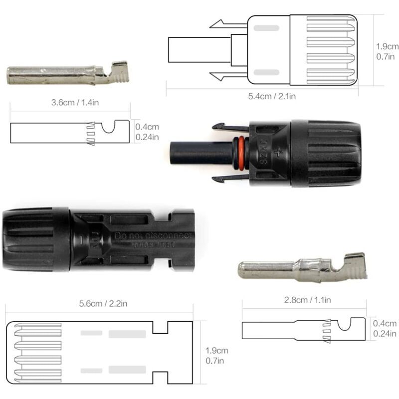 Solar Connector, mc4 Connector, PV Connector, Solar Photovoltaic Connector, Male Female Solar Panel Cable Connectors, Waterproof Seal, 4 Pairs 2 Solar Connector, mc4 Connector, PV Connector, Solar Photovoltaic Connector, Male Female Solar Panel Cable Connectors, Waterproof Seal, 4 Pairs - Image 2