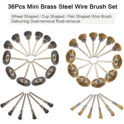 Alternative view of 36 Pieces Brass Polishing Brush Metallic Set for Drill Tools Stainless Steel Wire Metal Drilling Rotary Brushes