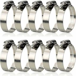 10 Pieces Hose Clamp, Adjustable Hose Clamp 27, 304 Stainless Steel Hose Clamp, 51 mm