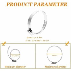 Alternative view of 10 Pieces Hose Clamp, Adjustable Hose Clamp 27, 304 Stainless Steel Hose Clamp, 51 mm