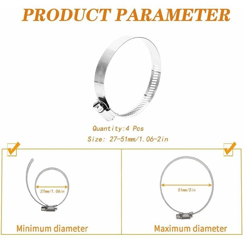 10 Pieces Hose Clamp, Adjustable Hose Clamp 27, 304 Stainless Steel Hose Clamp, 51 mm 2 10 Pieces Hose Clamp, Adjustable Hose Clamp 27, 304 Stainless Steel Hose Clamp, 51 mm - Image 2