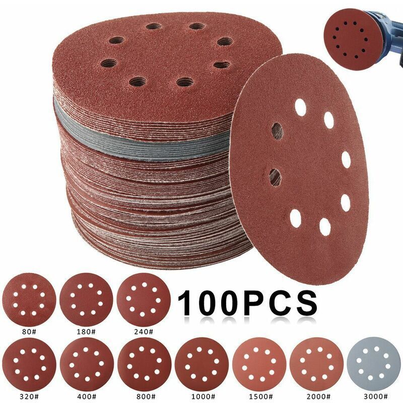100 Pieces Sanding Disc, Sanding Discs 80, 180, 240, 320, 400, 800, 1000, 1500, 2000, 125mm 1 100 Pieces Sanding Disc, Sanding Discs 80, 180, 240, 320, 400, 800, 1000, 1500, 2000, 125mm