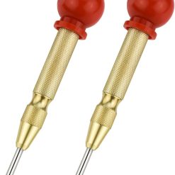 2 Pack Automatic Center Punch, 5 Inch Crushing Hand Tool Spring Punch with Cushion Cap, Metal Impact Center Hole Punch for Metal Wood Glass Plastic(Gold)