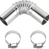 2PCS Air Parking Heater Exhaust Pipe Tube Elbow Connector, 25mm Stainless Steel Diesel Boat Heater with 2 Connectors, Automotive Exhaust Pipes Replacement (1 PCS)